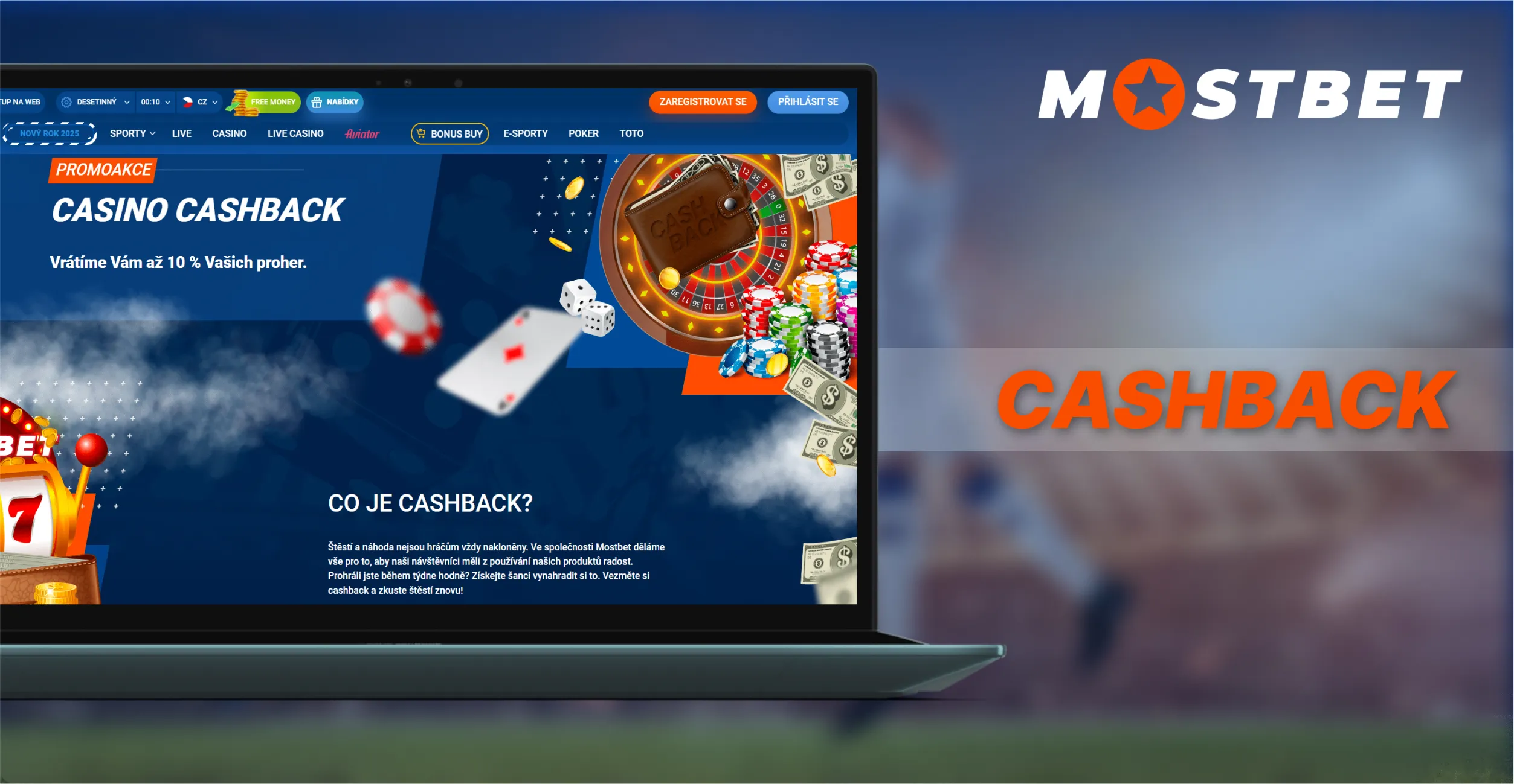 Cashback v českém kasinu Mostbet