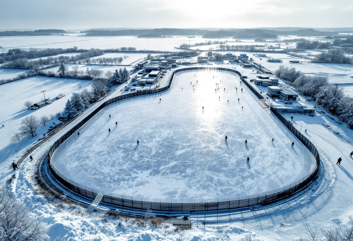Davide Ghiotto tijdens het breken van het wereldrecord schaatsen