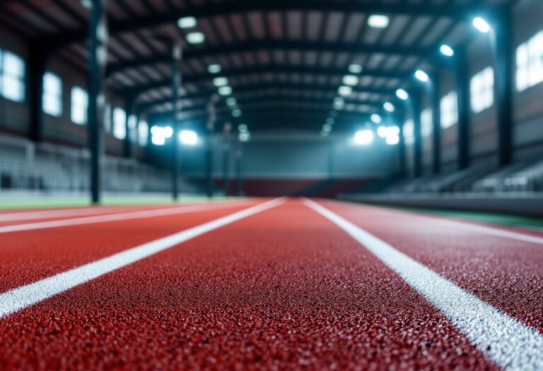 Femke Bol tijdens estafette EK Indoor in Apeldoorn