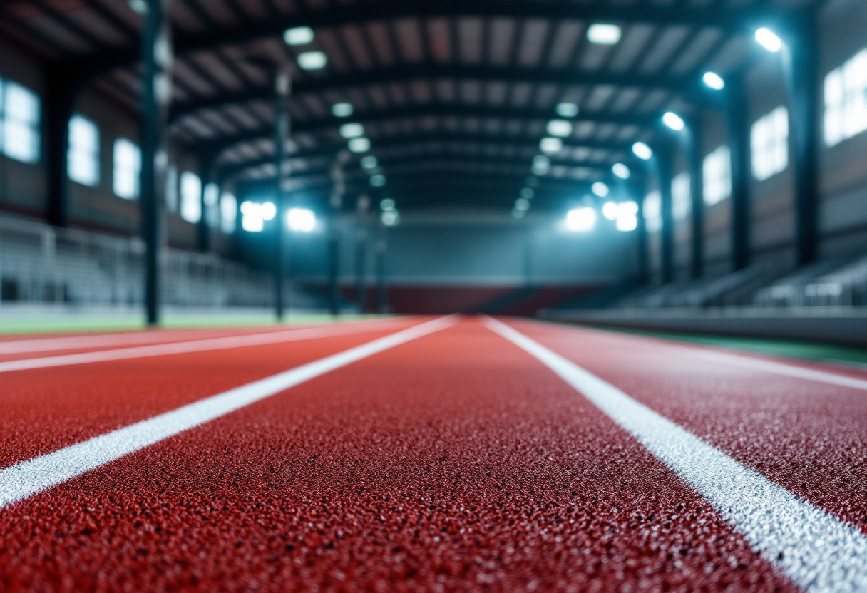 Femke Bol tijdens estafette EK Indoor in Apeldoorn