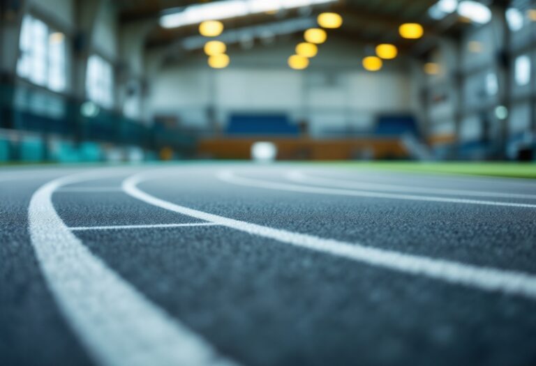 Femke Bol tijdens een indoor estafette wedstrijd