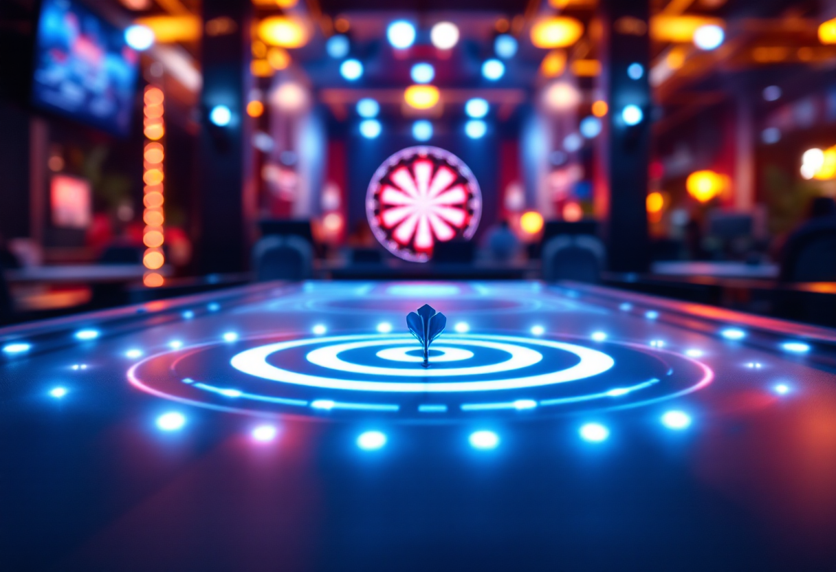 Luke Littler tijdens de Bahrain Darts Masters