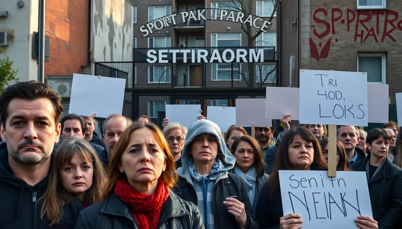 Protesten om schimmel en veiligheid bij sportpark Spieringhorn in Amsterdam