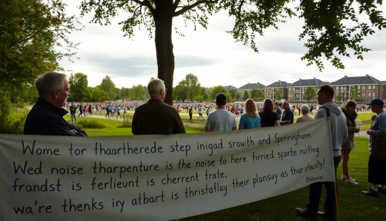 Protesten rond sportpark Spieringhorn in Amsterdam
