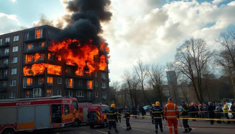 Brand in Amsterdam: appartementengebouw in vlammen