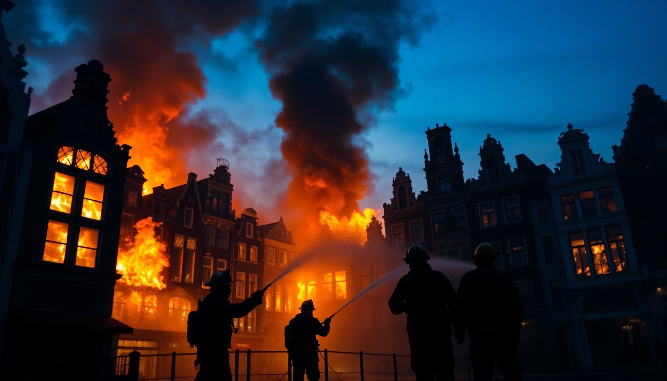 Brand in Amsterdam: historische gebouwen in rook opgegaan
