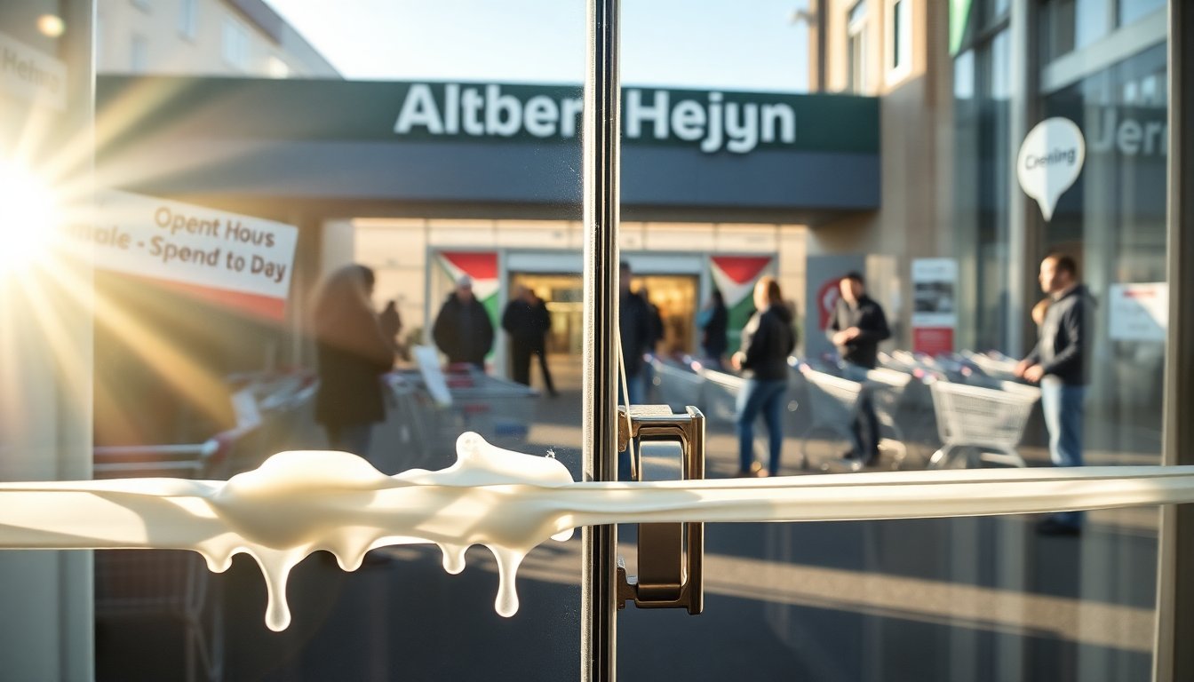 Pro-Palestijnse activisten protesteren tegen Albert Heijn supermarkten
