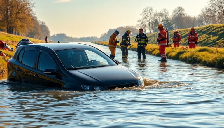 Auto te water bij Julianasluis in Gouda: Ongeluk en hulpverlening