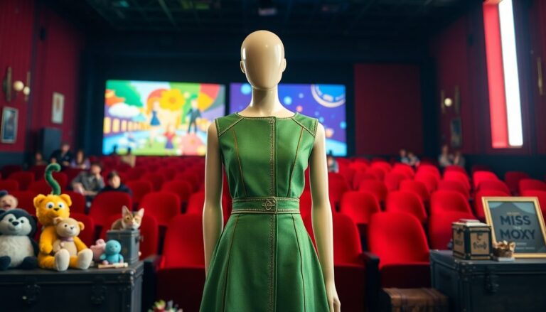 Carice van Houten en het groene mantelpakje in Miss Moxy