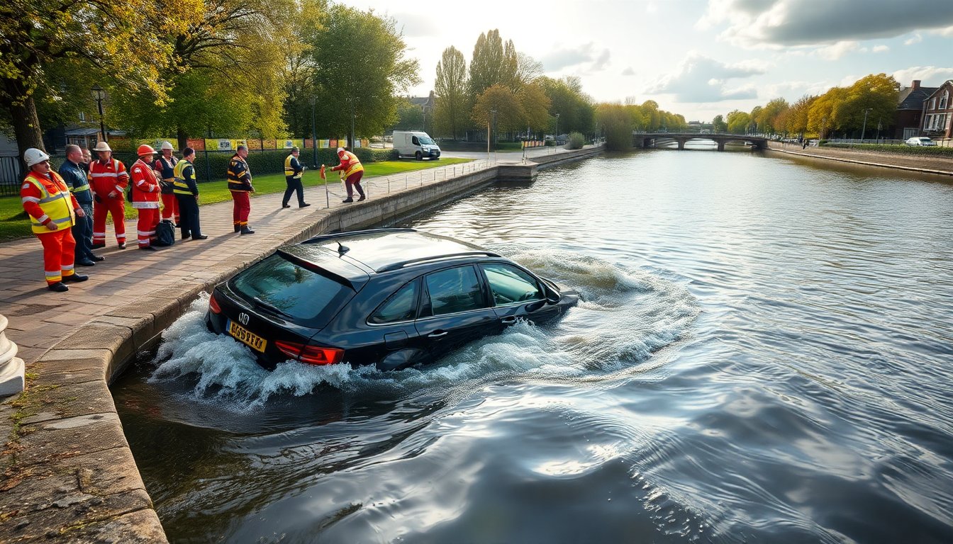 Ongeval bij Julianasluis in Gouda: Auto belandt in het water