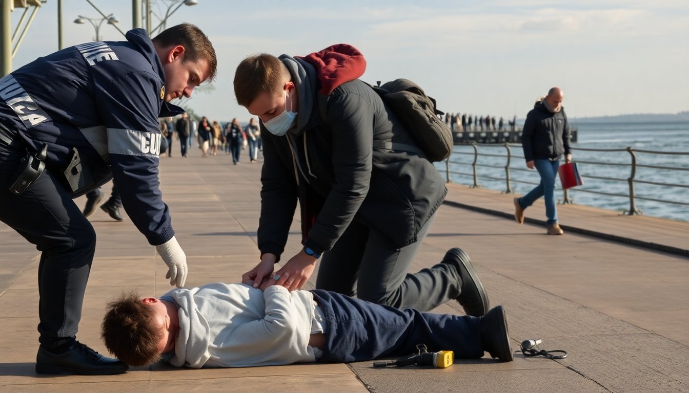 Agent grijpt dramatisch in bij levensbedreigend incident — studenten gefouilleerd bij Pier na mysterieuze oproep rond Sophia Wang