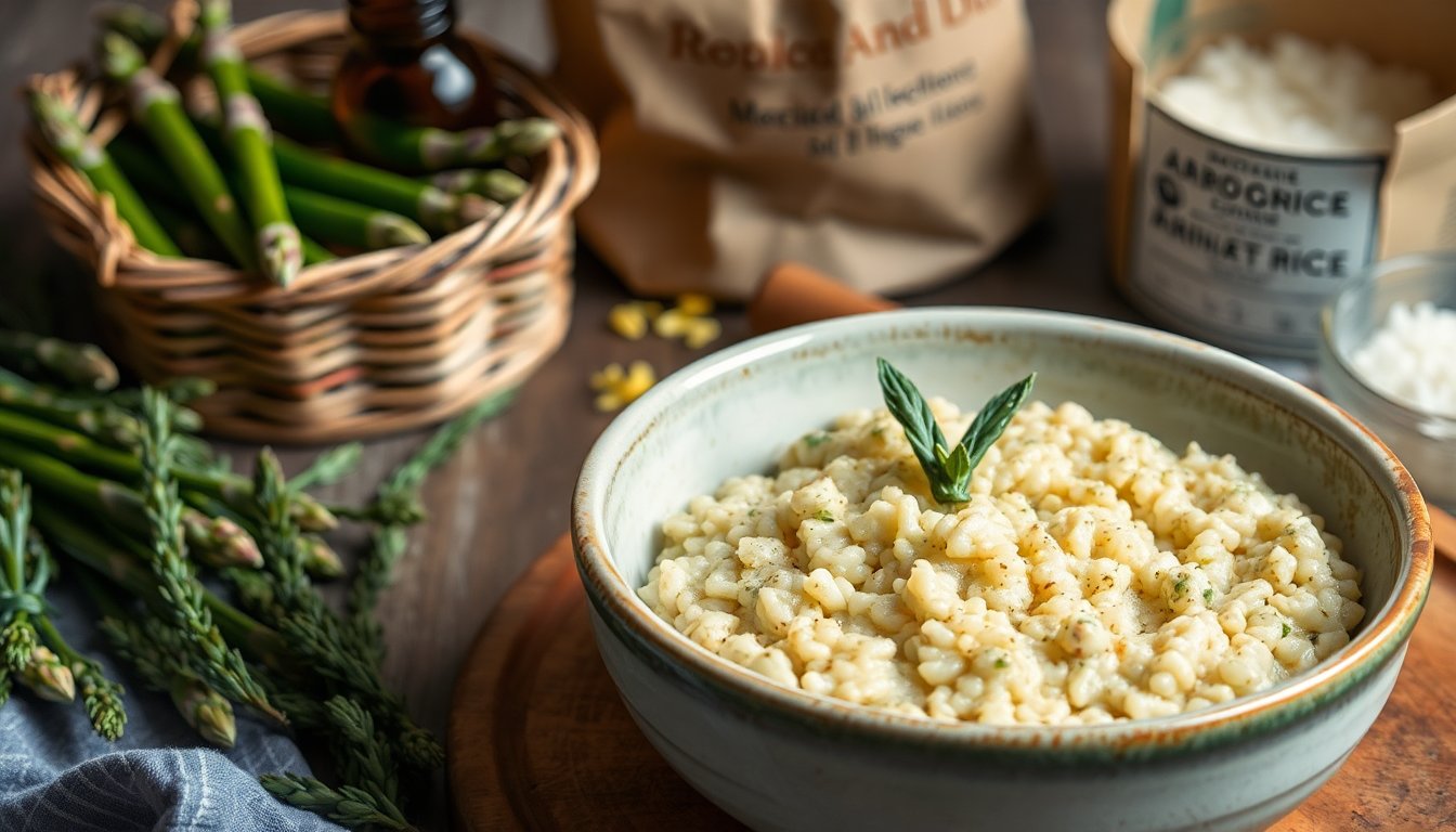 Risotto met gefermenteerde asperges en korte keten-produkten